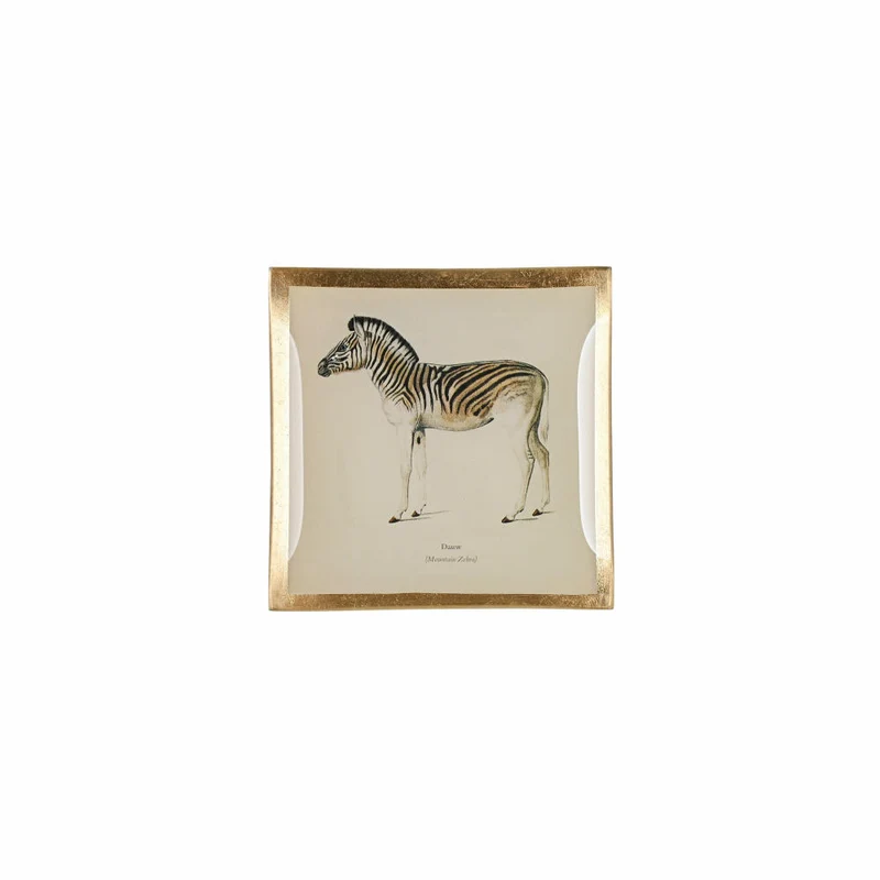 Gift Company Glasteller Love Plates Zebra S, Dekoteller, Schale, Glas, Weiß, Gold, 10 x 10 cm, 1043303001