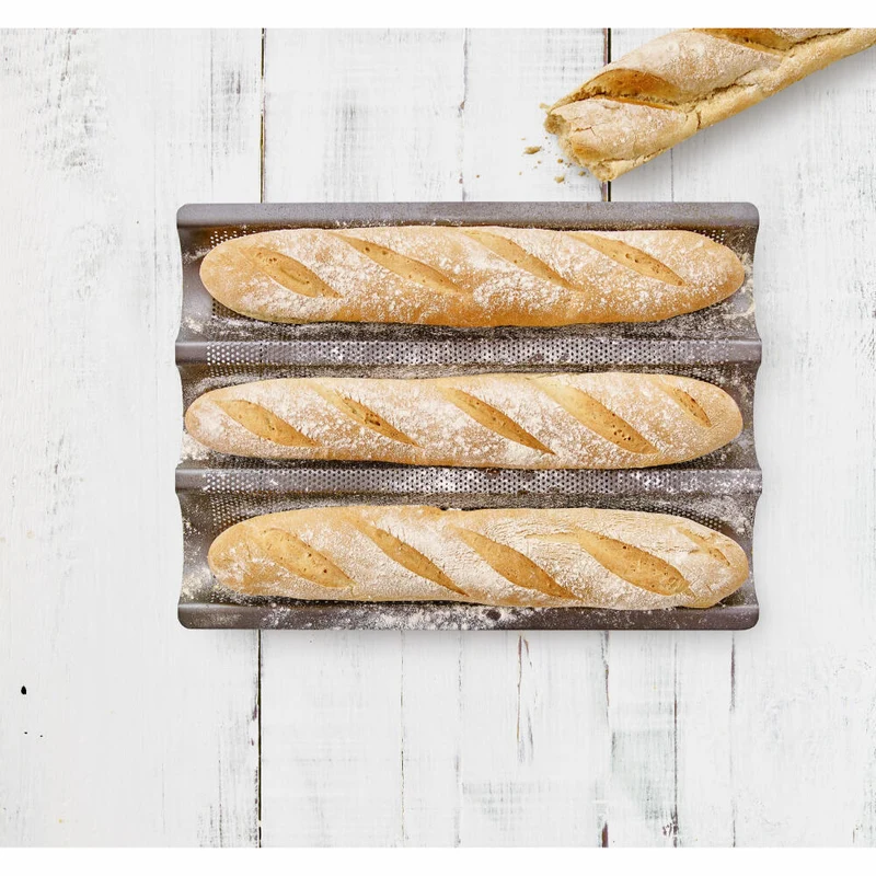 Birkmann Easy Baking Baguette-Blech, Baguette Blech, Backblech, Backzubehör, Karbonstahl, 38.5 x 28 cm, 881181