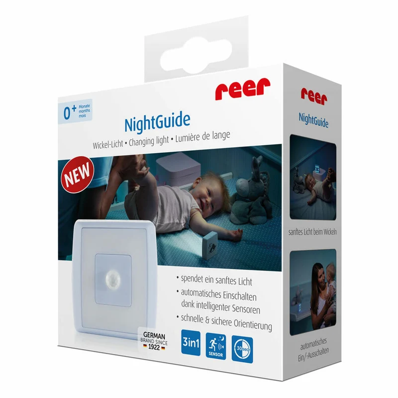 reer NightGuide Wickel-Licht, mit Bewegungssensor, Wickellicht, Nachtlicht, Dämmerungssensor, 52020