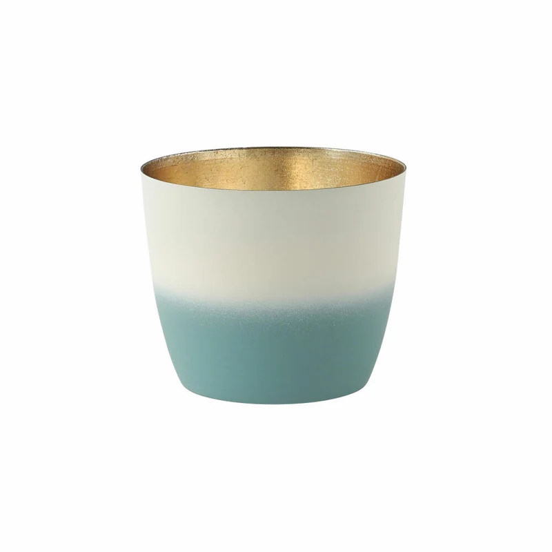 Gift Company Windlicht Madras M, Teelichthalter, Kerzenhalter, Eisen, Farbverlauf, Powder Blue / Weiß / Gold, 8.5 cm, 1054504063