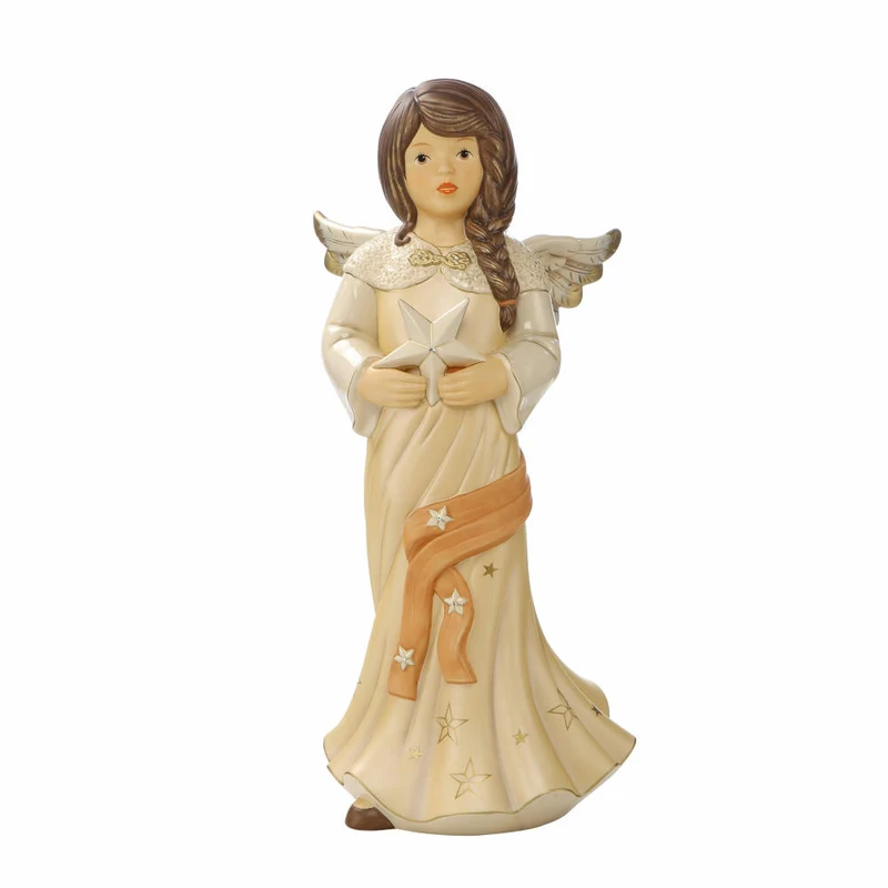 Goebel Engel Funkelnder Sternenregen, Engelsfigur, Steingut, Champagner, 52 cm, 41652071