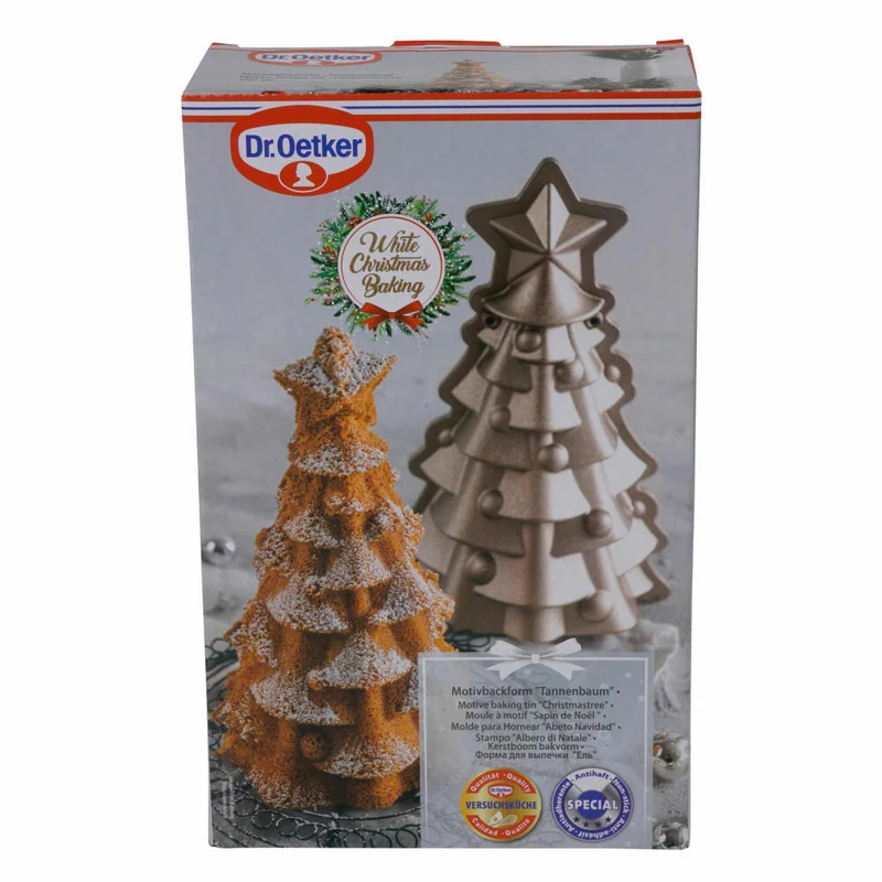 Dr. Oetker Motivbackform Tannenbaum, White Christmas Baking, Backform, Aluminiumguss, Creme-Metallic, 1392