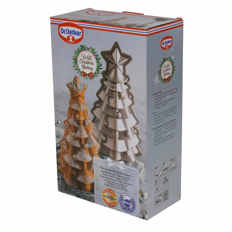 Dr. Oetker Motivbackform Tannenbaum, White Christmas Baking, Backform, Aluminiumguss, Creme-Metallic, 1392