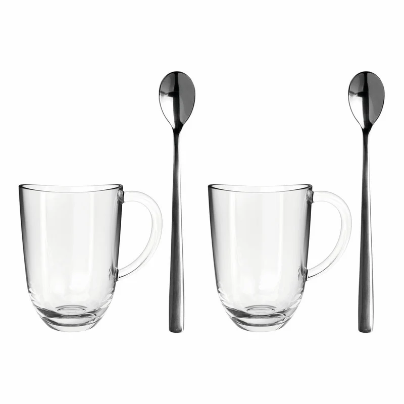 Leonardo 2 Latte Macchiato Tassen Napoli + 2 Löffel, Materialmix, klar, 380 ml, 024217