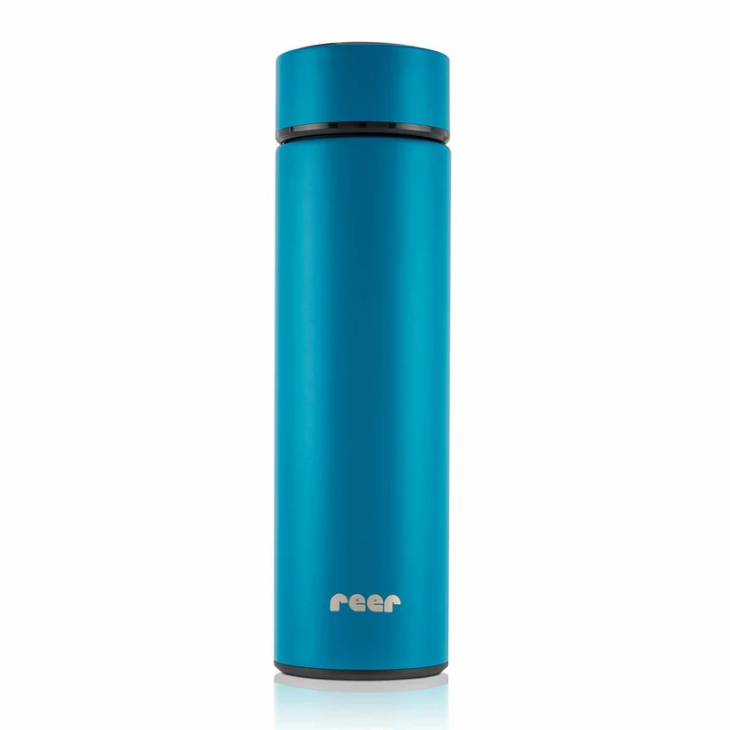 reer ColourDesign Edelstahl-Isolierflasche, Isoflasche, Thermoflasche, Iso Flasche, Petrolblau, 450 ml, 90013