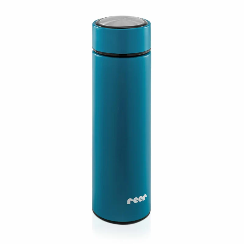 reer ColourDesign Edelstahl-Isolierflasche, Isoflasche, Thermoflasche, Iso Flasche, Petrolblau, 450 ml, 90013