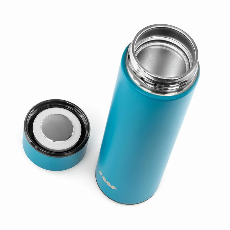 reer ColourDesign Edelstahl-Isolierflasche, Isoflasche, Thermoflasche, Iso Flasche, Petrolblau, 450 ml, 90013