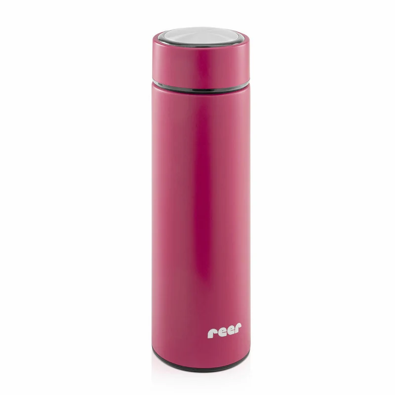 reer ColourDesign Edelstahl-Isolierflasche, Isoflasche, Thermoflasche, Iso Flasche, Beerenrot, 450 ml, 90014