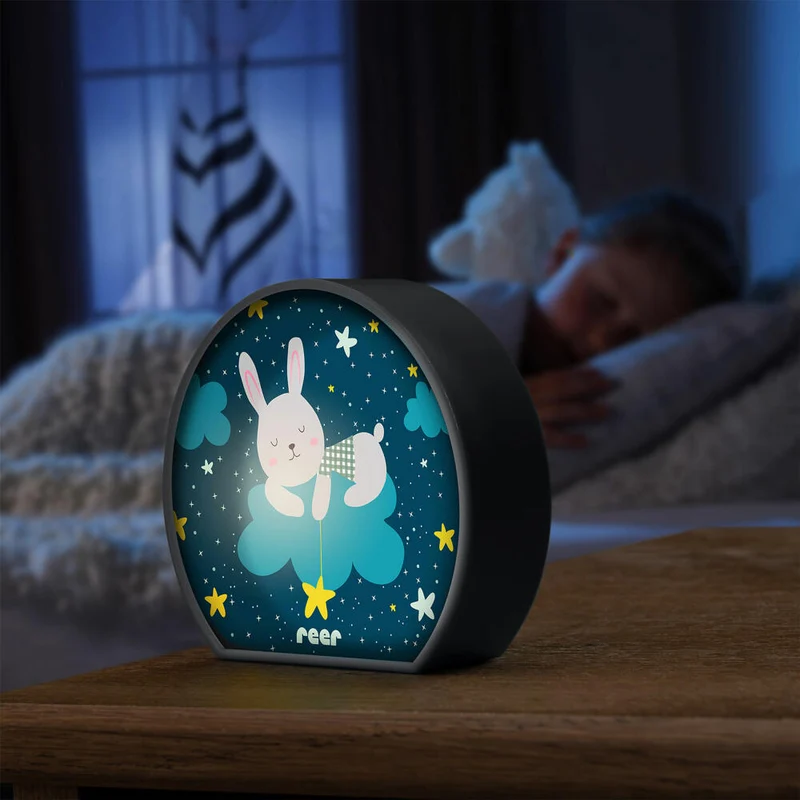 reer MyBabyLight Hase, Beruhigungslicht, Nachtlicht, Schlummerlicht, Pazifikblau, 52371