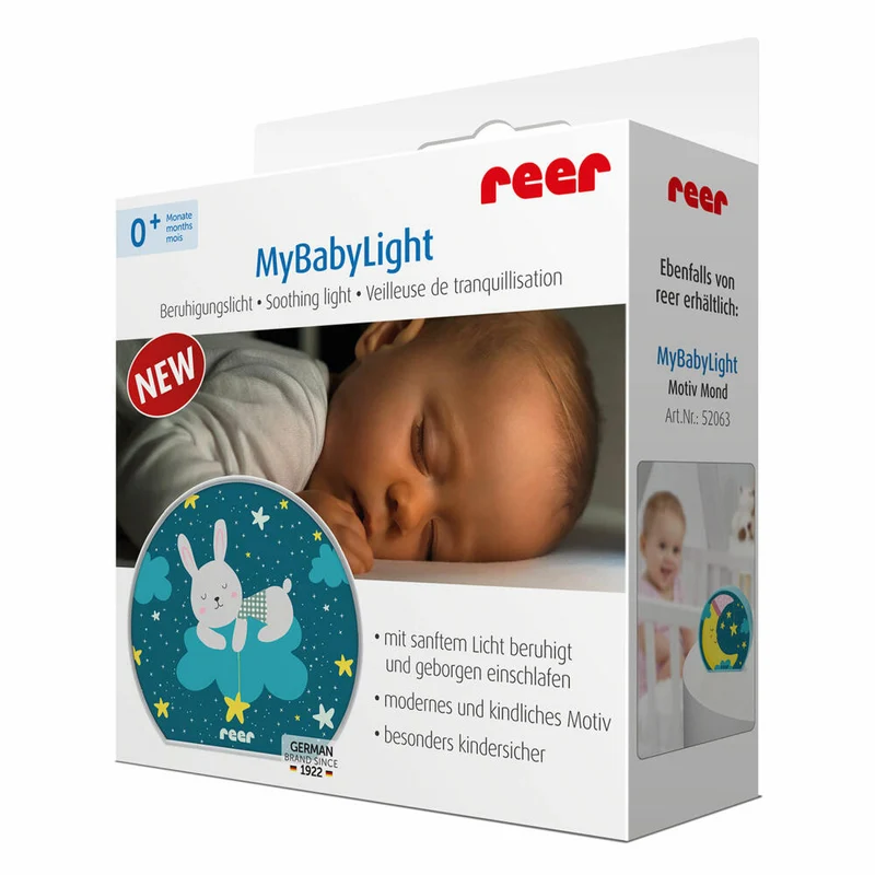 reer MyBabyLight Hase, Beruhigungslicht, Nachtlicht, Schlummerlicht, Pazifikblau, 52371