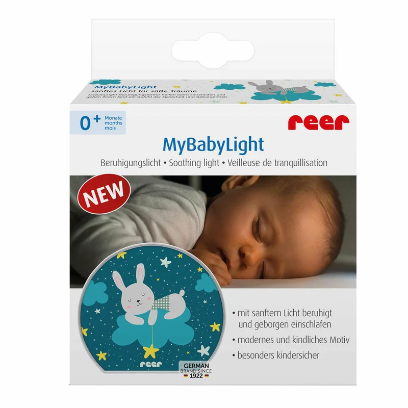 reer MyBabyLight Hase, Beruhigungslicht, Nachtlicht, Schlummerlicht, Pazifikblau, 52371