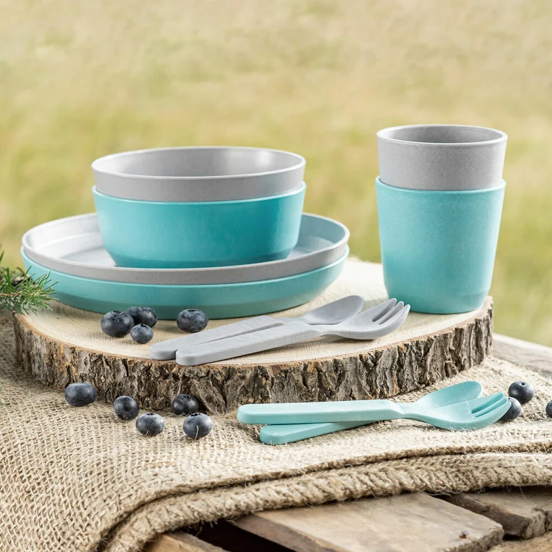 reer Growing Schale, 2er Set, Schüssel, Müslischale, Kinder Geschirr, Blau / Grau, 22043