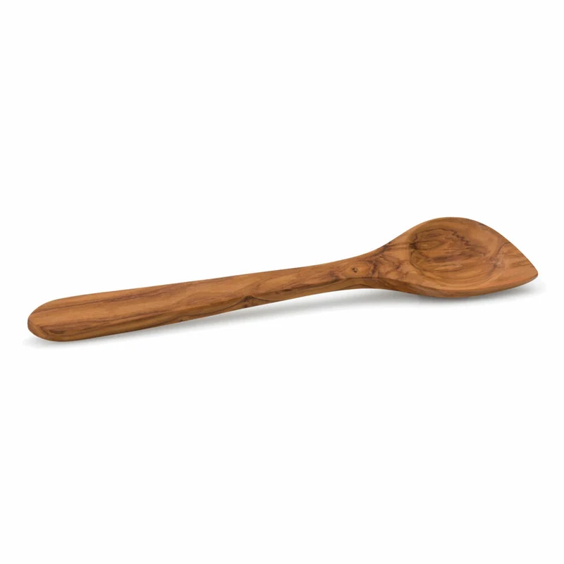 Continenta Kochlöffel mit Ecke, Rührlöffel, Holzlöffel, Küchenhelfer, Kochzubehör, Olivenholz, L 30 cm, 4922