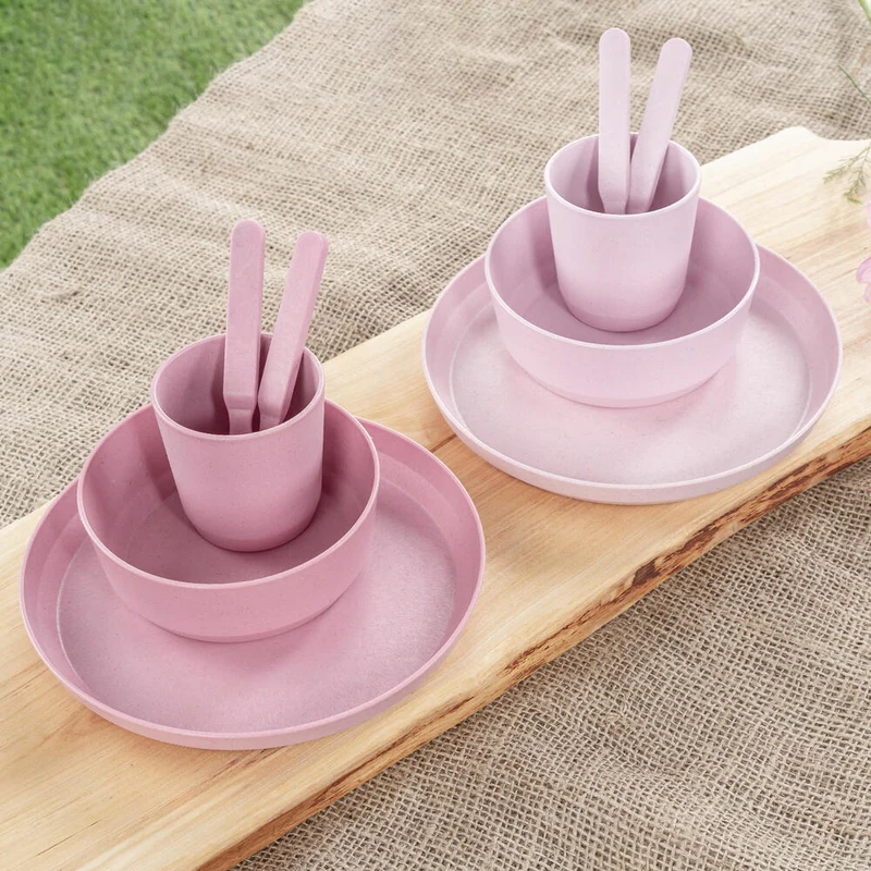 reer Growing Teller, 2er Set, Essteller, Kinderteller, Speiseteller, Rosa, Ø 20 cm, 22074