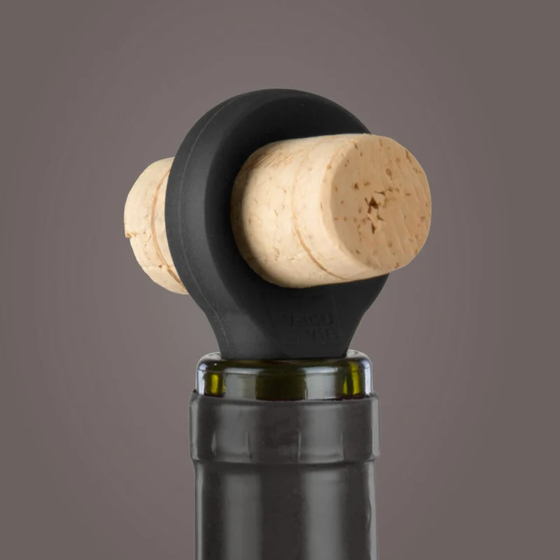 Vacu Vin Flaschenstopfen 2er Set, Weinstopfen, Flaschenverschluss, Silikon, Schwarz, 08874606