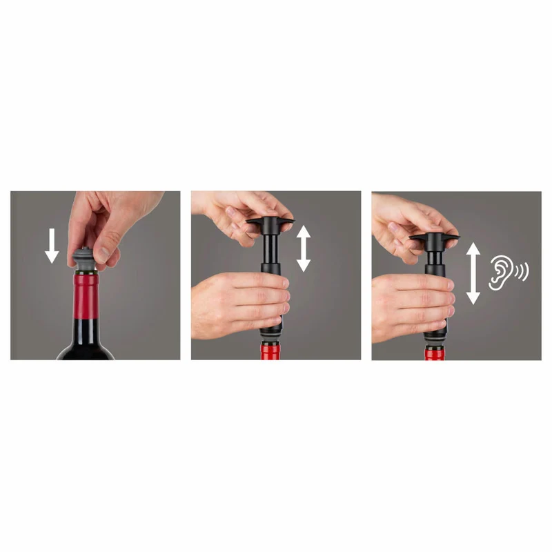 Vacu Vin Geschenkset Elegant, 5-tlg., Weinkühler, Flaschenöffner, Vakuumpumpe, Stopfen, Ausgießer, 3890660