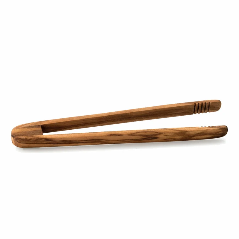 Continenta Gourmetzange, Servierzange, Küchenzange, Salatzange, Grillzange, Olivenholz, L 15 cm, 4942