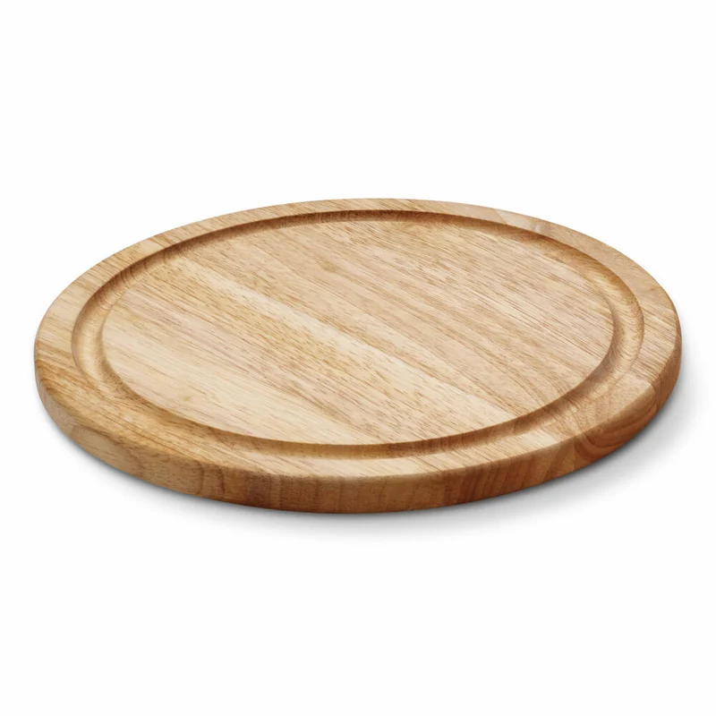 Continenta Steakteller Rund, Schneidebrett, Steak Teller, Servierbrett, Holzbrett, Gummibaumholz, Ø 25 cm, 30602
