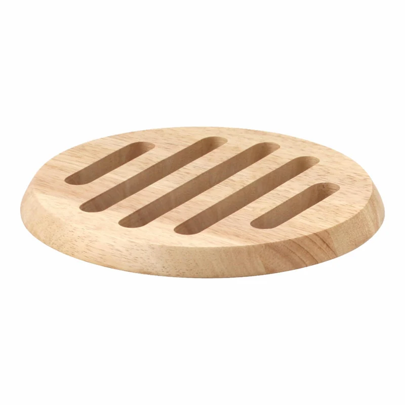 Continenta Untersetzer Rund, Topfuntersetzer, Pfannenuntersetzer, Holzuntersetzer, Gummibaumholz, Ø 20 cm, 3137
