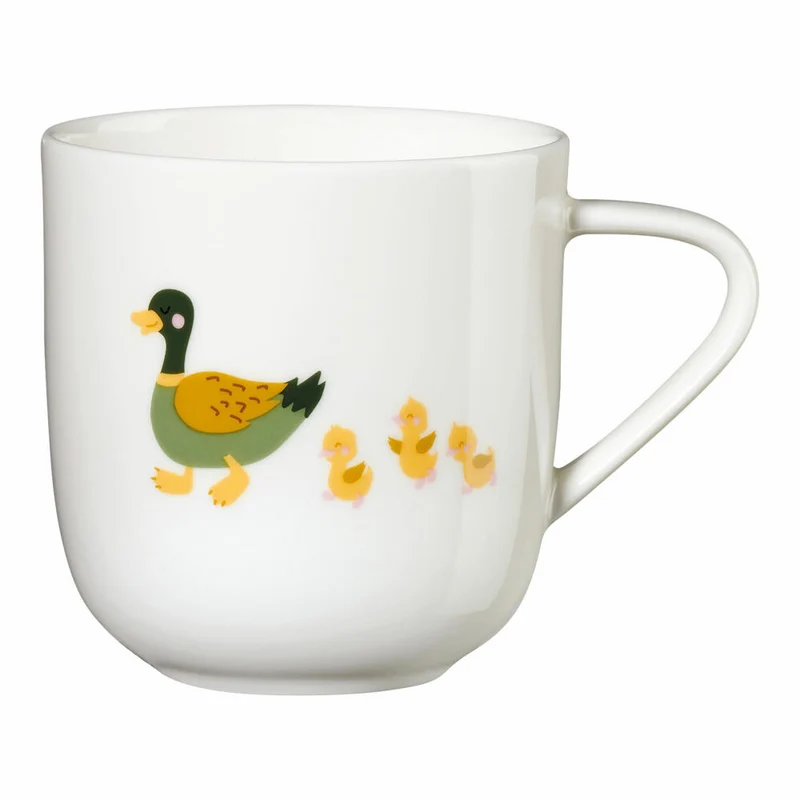 ASA Selection coppa kids Henkelbecher Duck Emil with Ducklings, Becher, Tasse, Teetasse, Fine Bone China, Weiß, 250 ml, 38064314