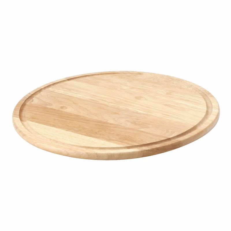 Continenta Pizzateller, Pizza Teller, Pizzabrett, Servierbrett, Holzbrett, Gummibaumholz, Ø 33 cm, 3207