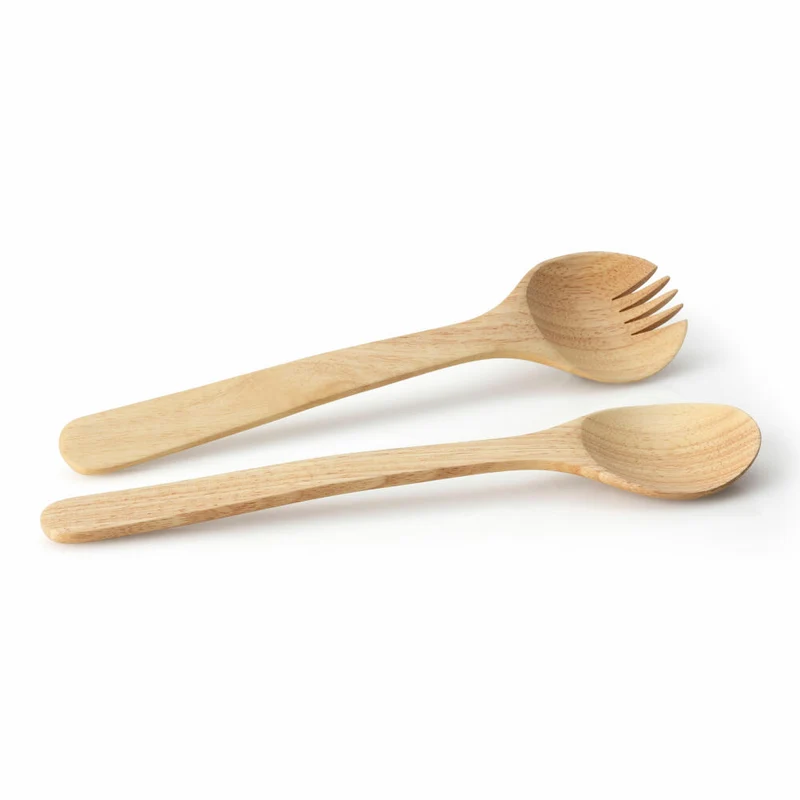 Continenta Salatbesteck, 2-tlg., Salat Besteck, Salatgabel, Salatlöffel, Holzbesteck, Gummibaumholz, L 31 cm, 3228