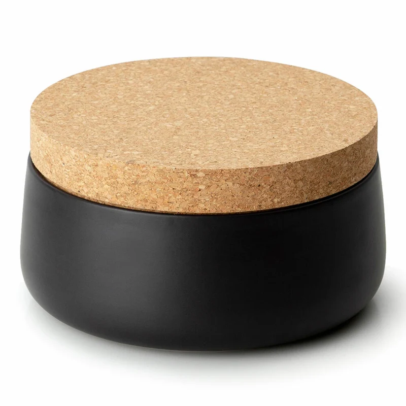 Continenta Keramikdose mit Korkdeckel, Vorratsdose, Aufbewahrungsbehälter, Vorratsbox, Keramik / Kork, Matt Schwarz, Ø 20 x 12 cm, 3810