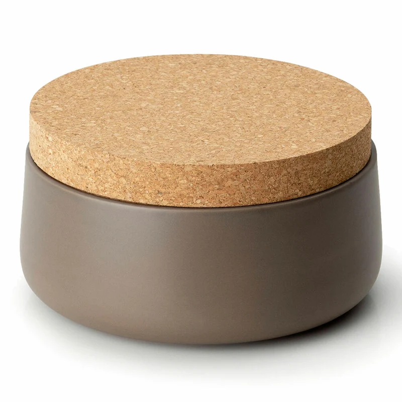 Continenta Keramikdose mit Korkdeckel, Vorratsdose, Aufbewahrungsbehälter, Vorratsbox, Keramik / Kork, Matt Taupe, Ø 20 x 12 cm, 3830