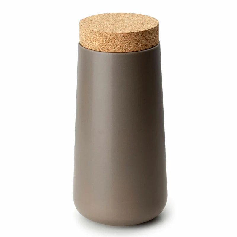 Continenta Keramikdose mit Korkdeckel, Vorratsdose, Aufbewahrungsbehälter, Vorratsbox, Keramik / Kork, Matt Taupe, Ø 12.5 x 26 cm, 3833