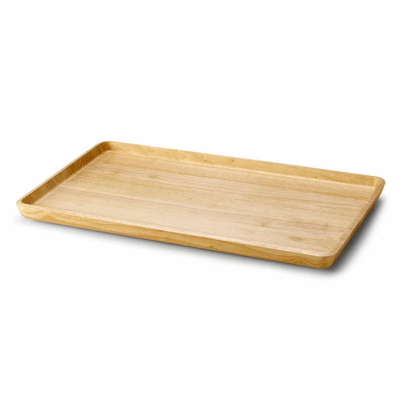 Continenta Tablett Rechteckig, Serviertablett, Holztablett, Frühstückstablett, Gummibaumholz, 53 x 32 cm, 3288