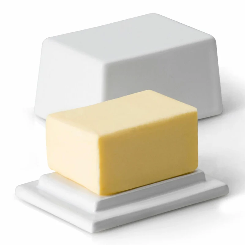Continenta Butterdose, für 125 g Butter, Butter Dose, Butteraufbewahrung, Butterschale, Butterbehälter, Keramik, Weiß, 3925