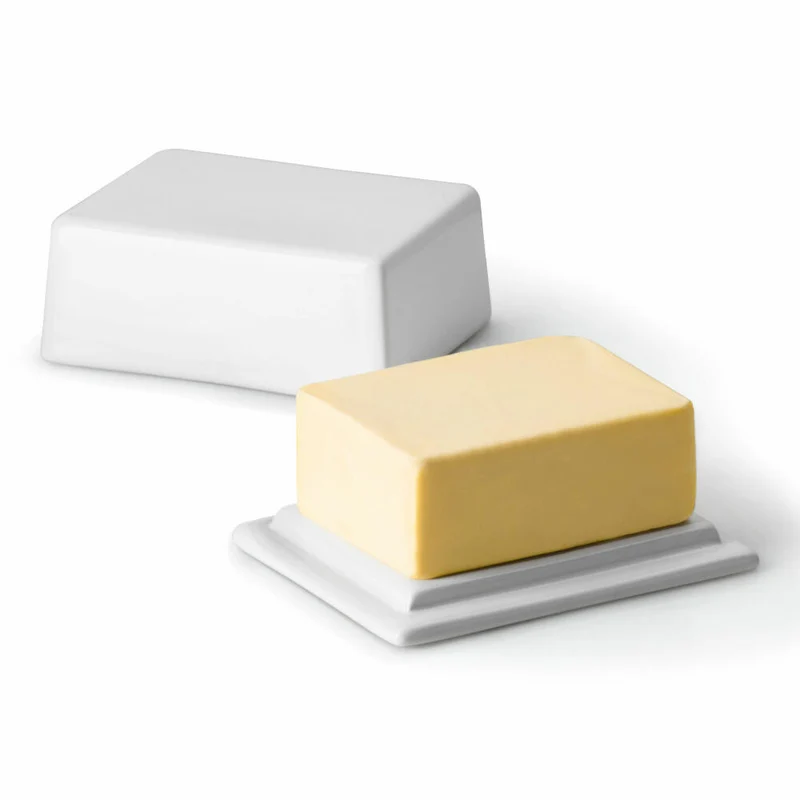 Continenta Butterdose, für 250 g Butter, Butter Dose, Butteraufbewahrung, Butterschale, Butterbehälter, Keramik, Weiß, 3926