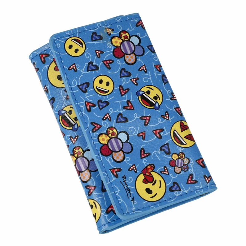 Goebel Schlüsselmäppchen emoji by Britto - Always Happy, Mappe, Kunstleder, Blau, 66460401