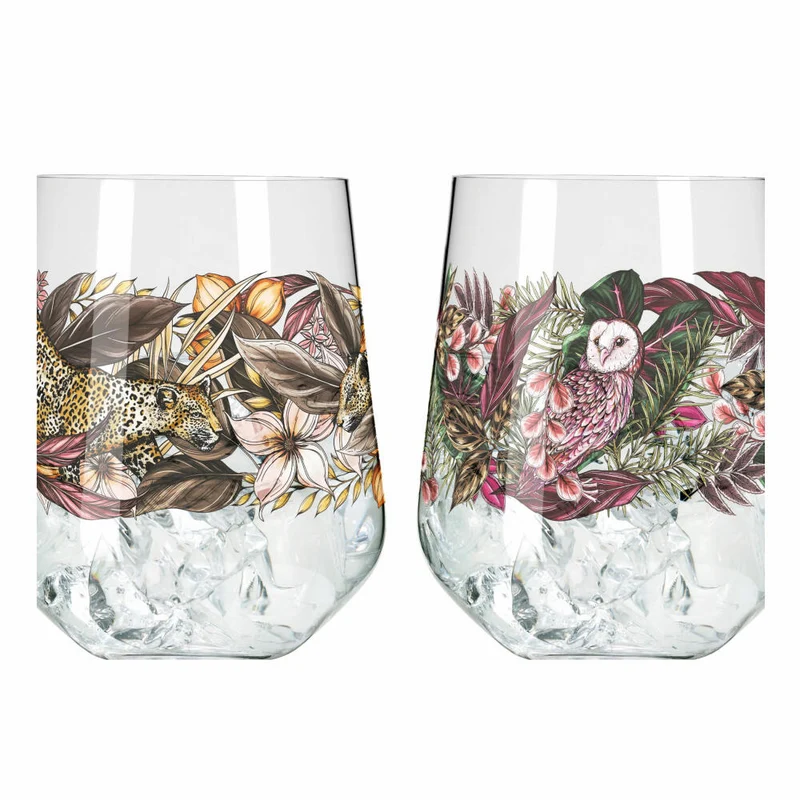 Ritzenhoff Gin-Tumbler Schattenfauna 2er-Set 002, Gin-Becher, Maggie Enterrios, Kristallglas, 710 ml, 3701002