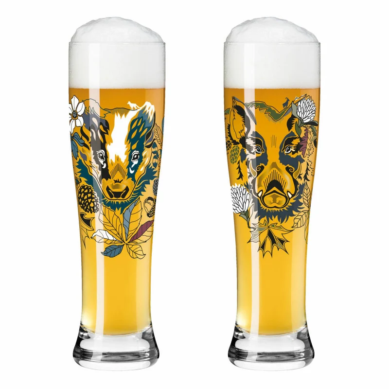 Ritzenhoff Weizenbiergläser Brauchzeit Weizen 2er-Set 004, Weizenglas, Petra Mohr, Glas, 646 ml, 3481004