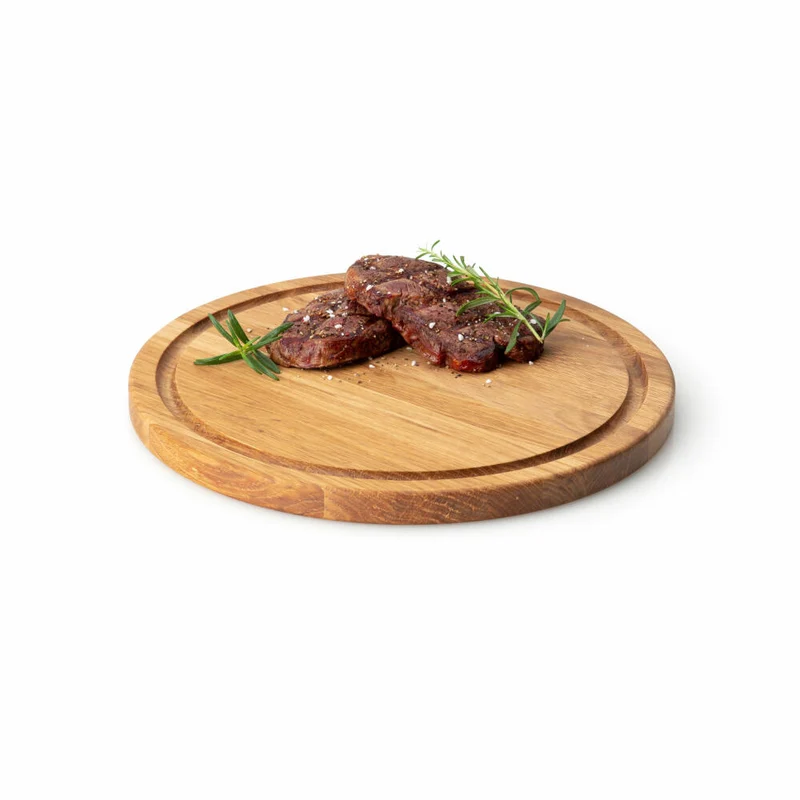 Continenta Steakteller Rund, Schneidebrett, Steak Teller, Holzbrett, Brett, Eichenholz, Ø 28 cm, 4105
