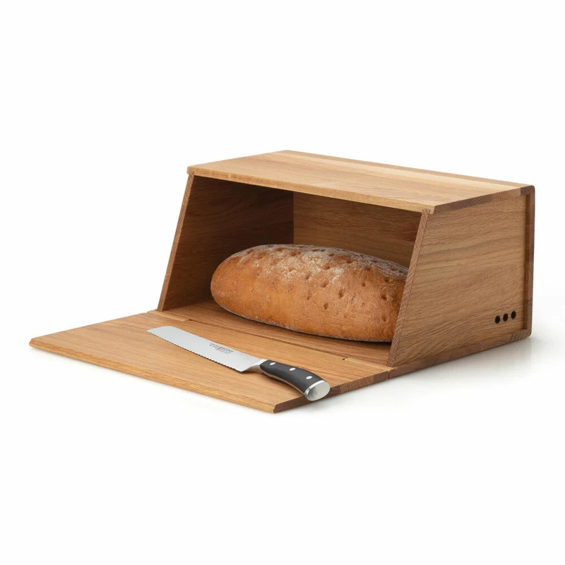 Continenta Brotkasten, Brotbox, Brotbehälter, Brotkiste, Eichenholz, 40 x 26 x 18.5 cm, 4160