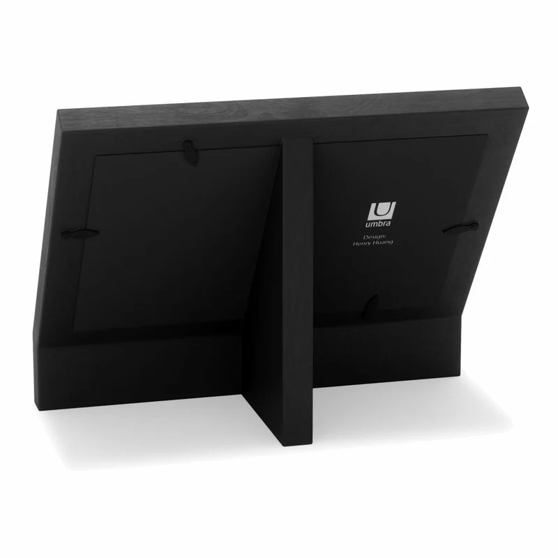 Umbra Bilderrahmen Podium, Holzbilderrahmen, Fotorahmen, freistehend, Holz, Schwarz, Querformat, 10 x 15 cm, 1016769-040