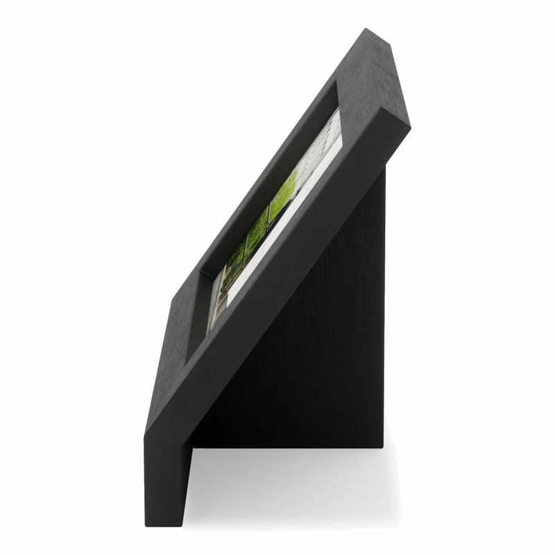 Umbra Bilderrahmen Podium, Holzbilderrahmen, Fotorahmen, freistehend, Holz, Schwarz, Querformat, 10 x 15 cm, 1016769-040