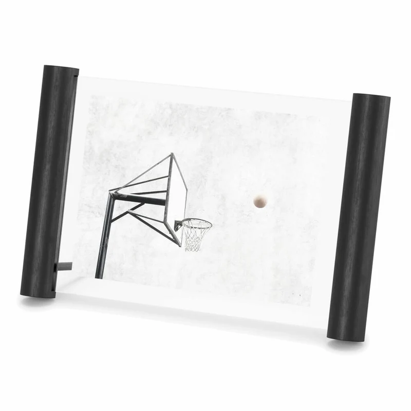 Umbra Bilderrahmen Scroll, freistehender Tischbilderrahmen, Fotorahmen, Holz, Schwarz, Hoch- und Querformat, 13 x 18 cm, 1016770-040