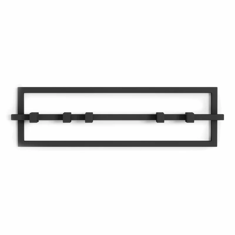 Umbra Garderobenhaken Cubiko 5, Wandgarderobe, Garderobenleiste, 5 bewegliche Haken, Stahl, Schwarz, 1016881-040