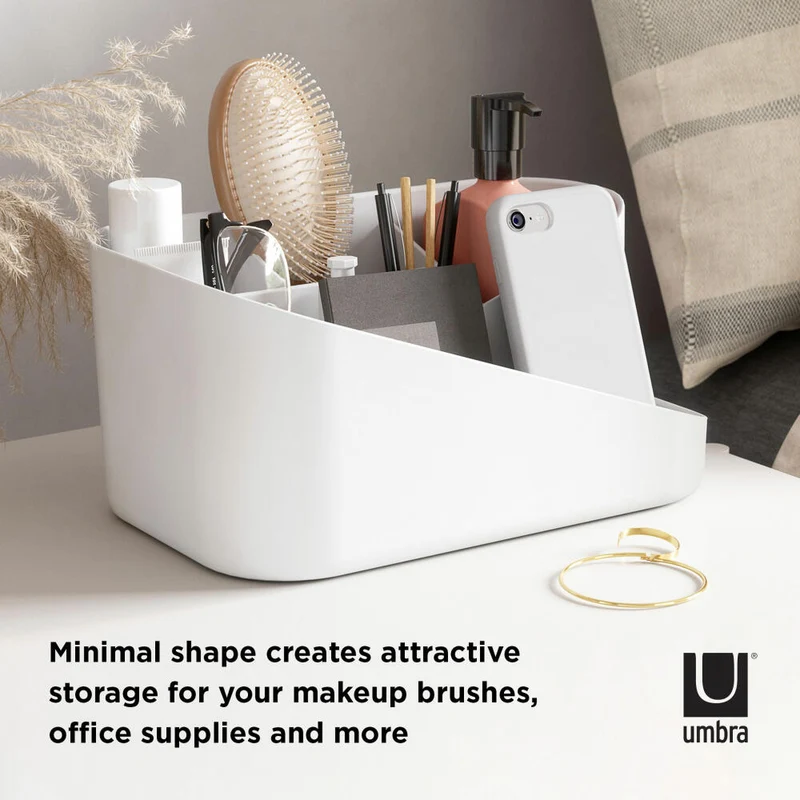 Umbra Kosmetik-Organizer Glam, Make Up Aufbewahrungsbox, Aufbewahrung, Kunststoff, Weiß, Grau, 1016977-910