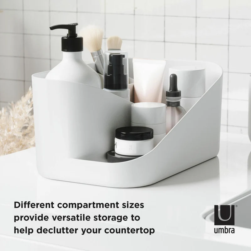 Umbra Kosmetik-Organizer Glam, Make Up Aufbewahrungsbox, Aufbewahrung, Kunststoff, Weiß, Grau, 1016977-910