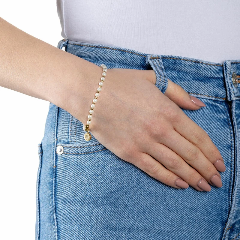 Leonardo Jewels Armband Pelena gold Ciao, Armschmuck, Modeschmuck, Edelstahl IP gold, Imitationsperlen, 021178