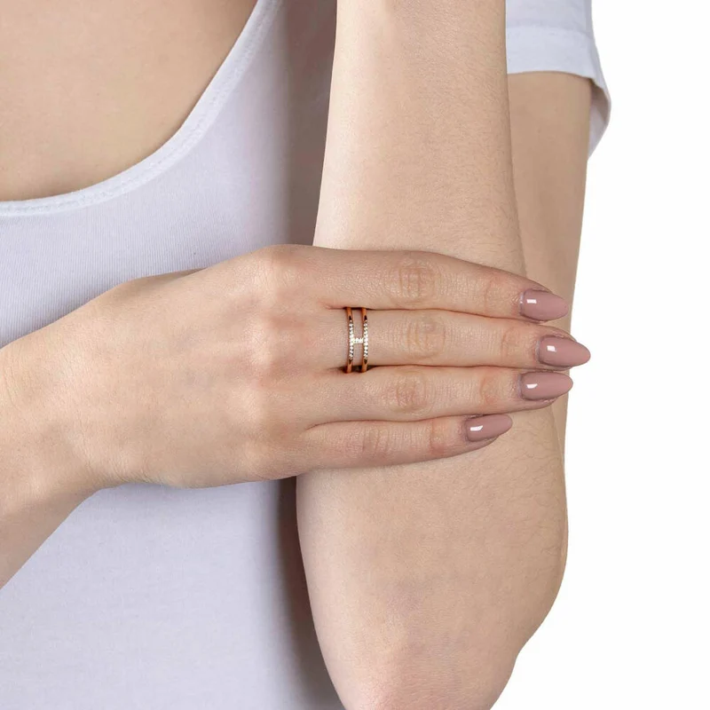 Leonardo Jewels Ring Altina Ciao, Fingerring, Modeschmuck, Größe 16, Edelstahl IP rosé gold, Zirkonia, 021180