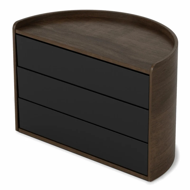 Umbra Schmuckaufbewahrung Moona, Makeup Organizer, Schmuckbehälter, 3-lagig, Schwarz, Walnuss, 1014748-048