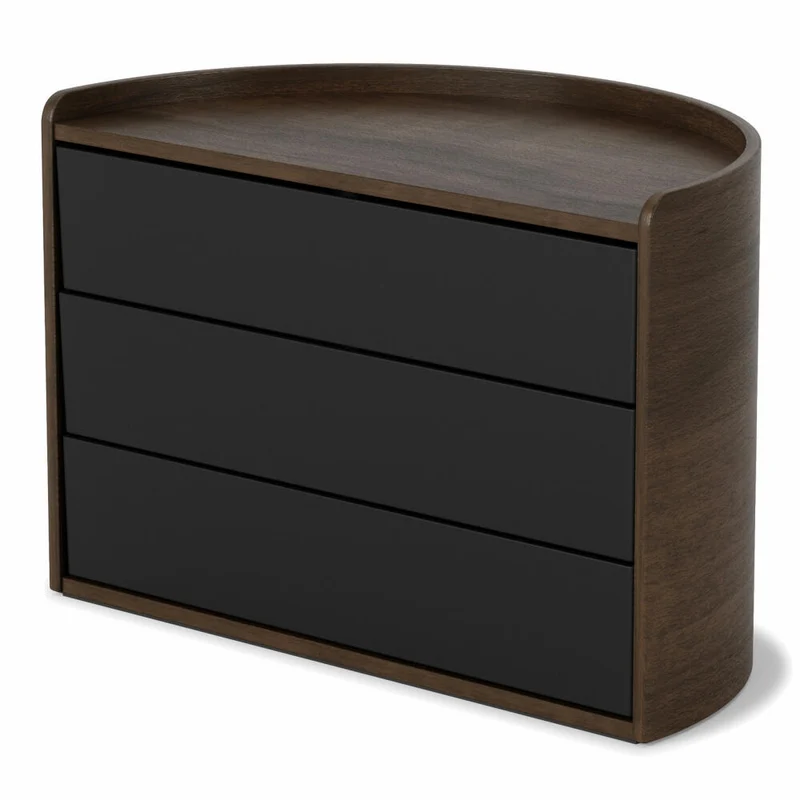 Umbra Schmuckaufbewahrung Moona, Makeup Organizer, Schmuckbehälter, 3-lagig, Schwarz, Walnuss, 1014748-048
