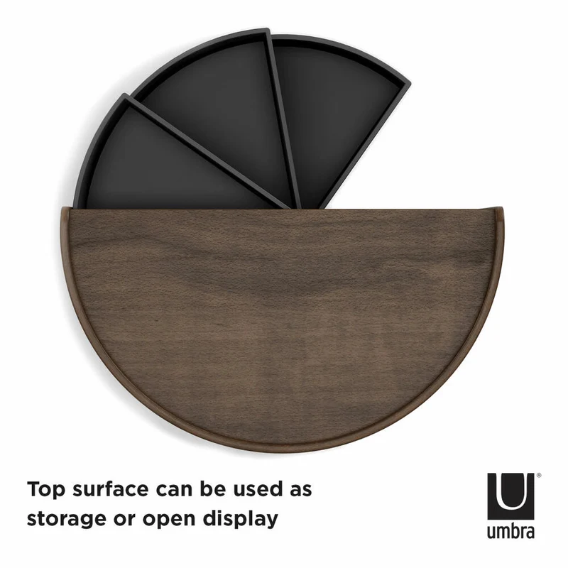 Umbra Schmuckaufbewahrung Moona, Makeup Organizer, Schmuckbehälter, 3-lagig, Schwarz, Walnuss, 1014748-048