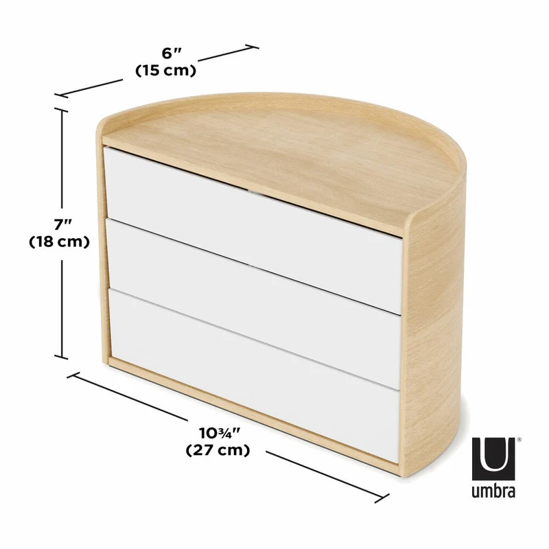 Umbra Schmuckaufbewahrung Moona, Makeup Organizer, Schmuckbehälter, 3-lagig, Weiß, Natur, 1014748-668