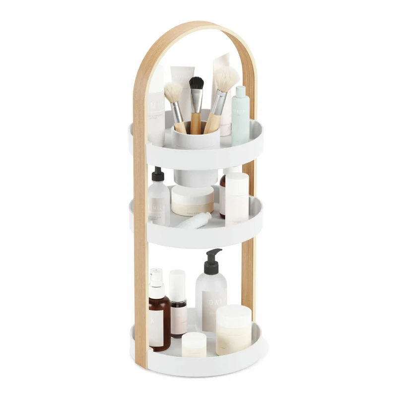 Umbra Organizer Bellwood, Aufbewahrung für Kosmetik und Make-Up, 3-stufig, Weiß, Natur, 1015098-668